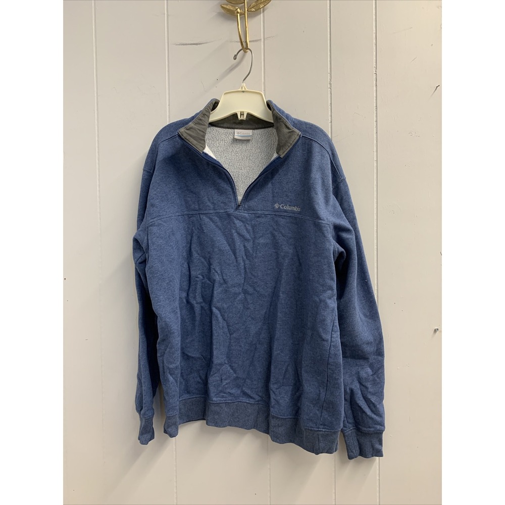 Columbia Fleece Women's Large Pullover Blue Quarter Zip High‎ Neck Long Sleeve
